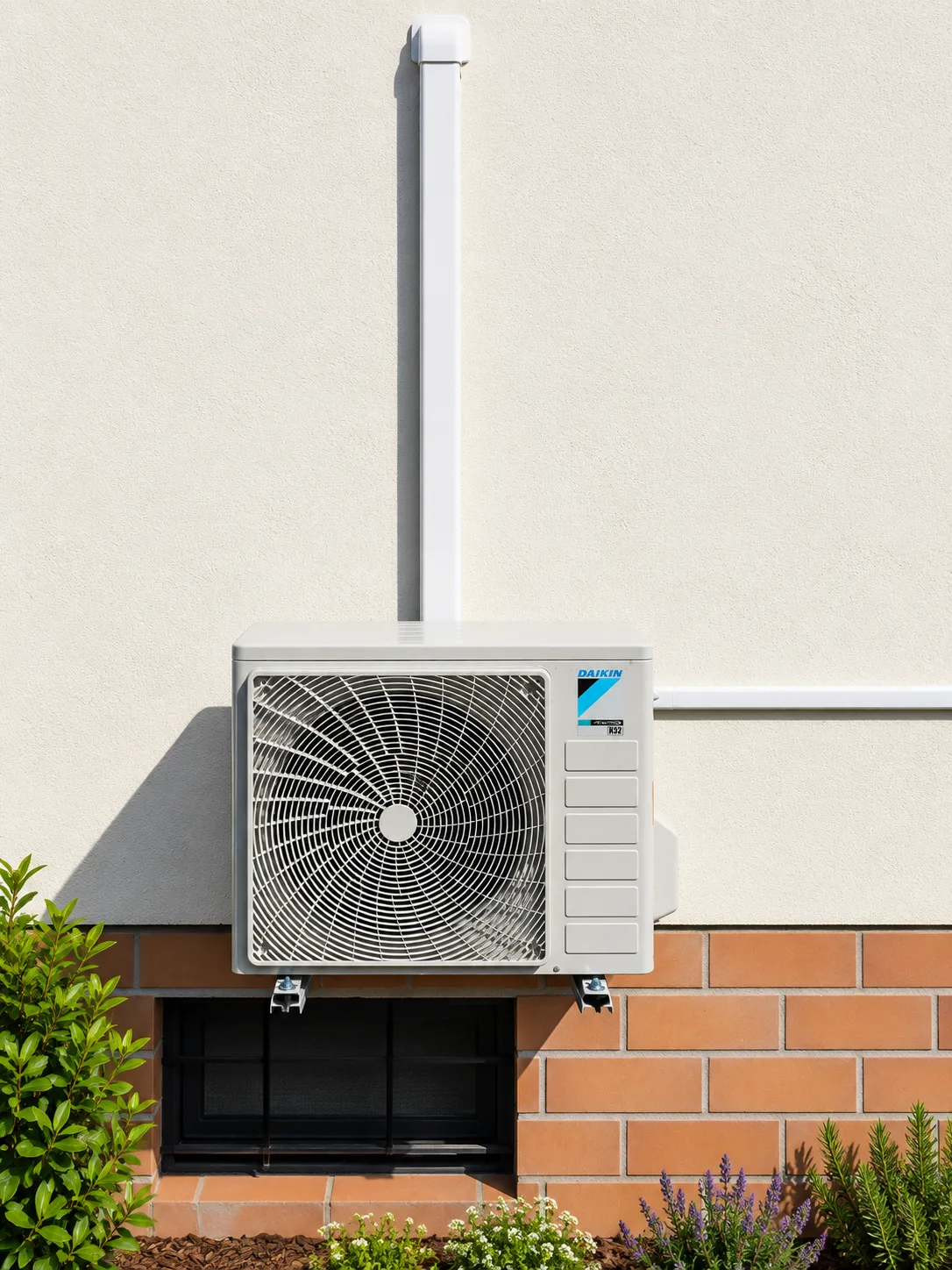Unité extérieure de pompe à chaleur fixée en façade