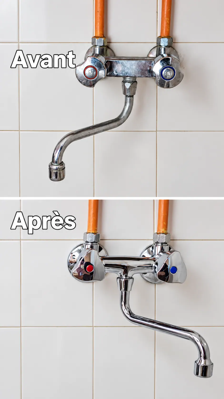 Remplacement d’un mitigeur mural, avant et après intervention