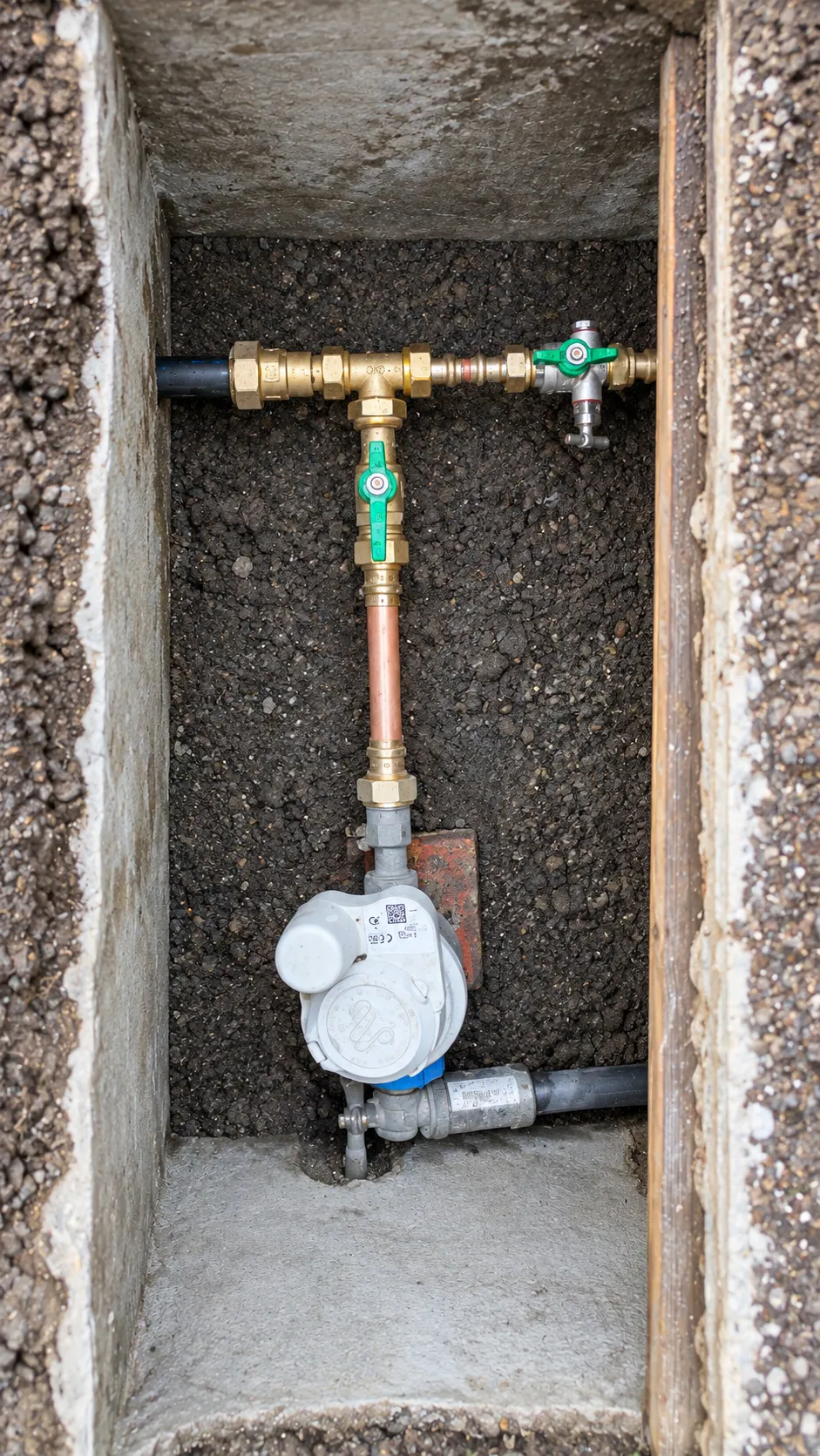 Regard de compteur d’eau avec nouvelle nourrice de distribution